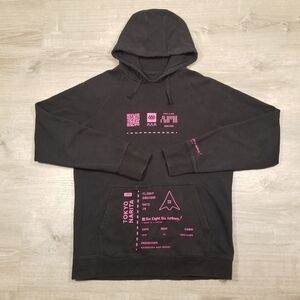686 Tokyo Narita Fleece Pullover Hoodie Mens Size Large Black Hidden Pocket